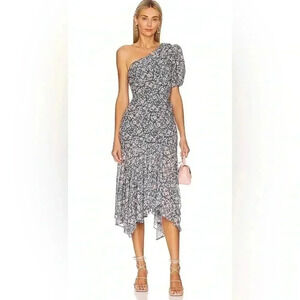 ASTR the label santorini dress. Blue floral, one shoulder size m